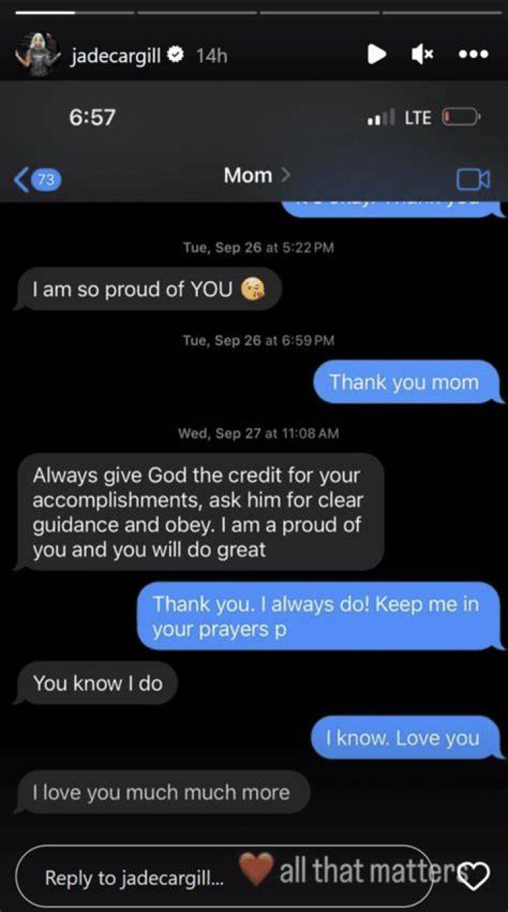 Jade Cargill Shares Text Conversation with Late Mother After Her Passing |